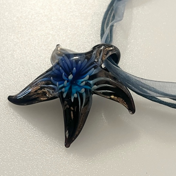 Artisan Hand Blown Star Fish Pendant Necklace - Picture 6 of 16